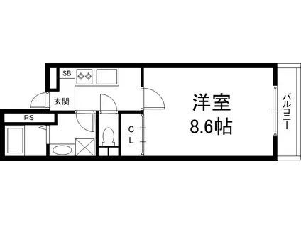 A-MON北円町(1K/3階)の間取り写真