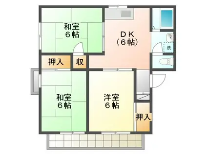 フラワーハイツ(3DK/2階)の間取り写真