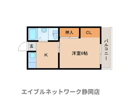 平和町コーポ(1K/1階)の間取り写真