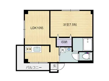 人宿町第2コーポラス(1LDK/3階)の間取り写真