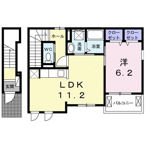 エバーアベニュー(1LDK/2階)の間取り写真