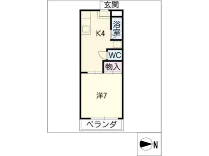 サンライズII(1K/2階)の間取り写真