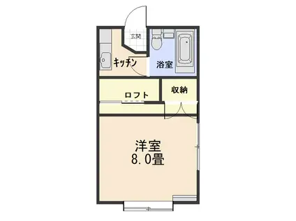 CITYコーポ湊高台(1K/2階)の間取り写真