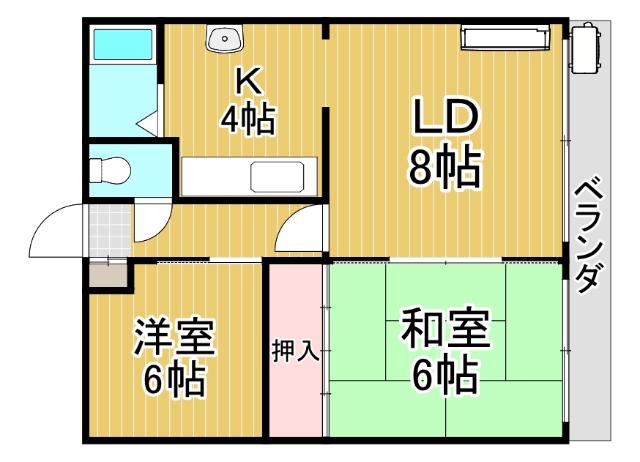 コーポよこやま(2LDK/2階)の間取り写真