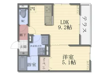ミントベリーフィールズ(1LDK/2階)の間取り写真