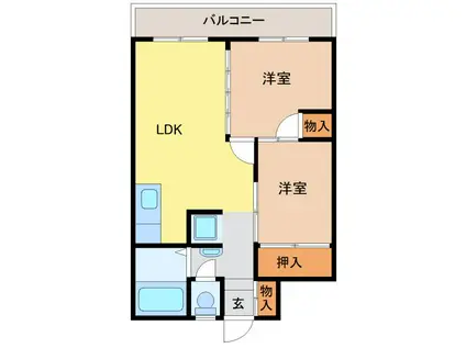 小菊荘(2LDK/3階)の間取り写真