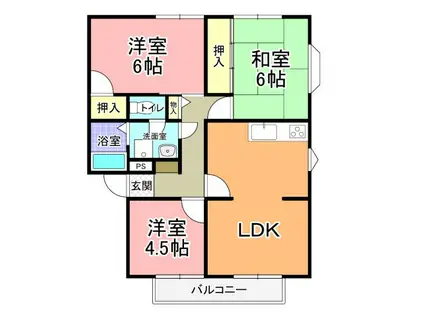 サンビレッジ笠原 D棟(3LDK/2階)の間取り写真