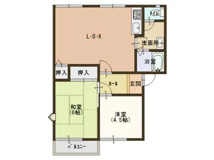 ヴィオーラ大内野(2LDK/1階)の間取り写真