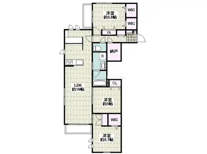 THE SKY(3SLDK/1階)の間取り写真