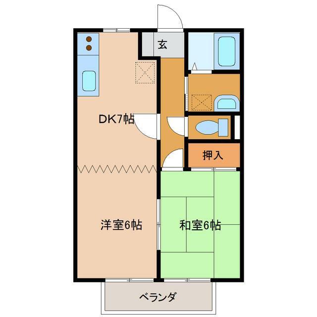セブンフォレストヒロセ(2DK/1階)の間取り写真