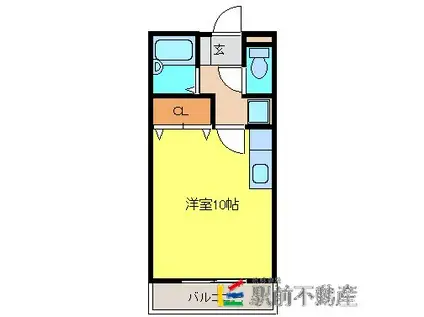 フラワーフレンドリーA棟(ワンルーム/1階)の間取り写真