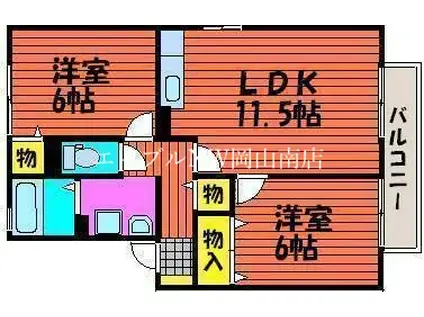 リムーブルヴェルジェII B(2LDK/2階)の間取り写真