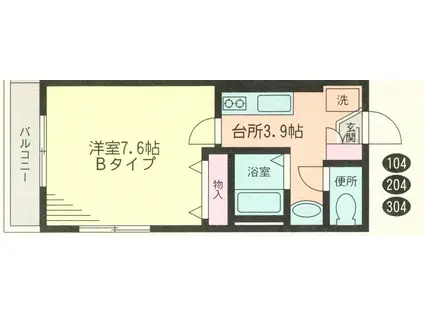 WING I(1K/3階)の間取り写真