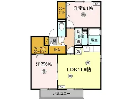 リシアンサス・ガーデン(2LDK/2階)の間取り写真