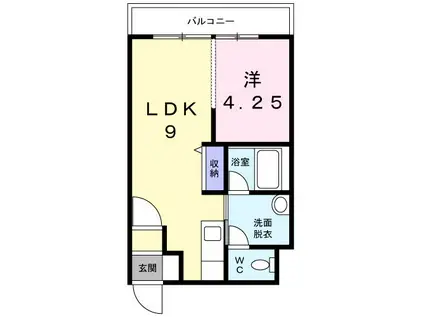 センティア・ウエスト(1LDK/2階)の間取り写真