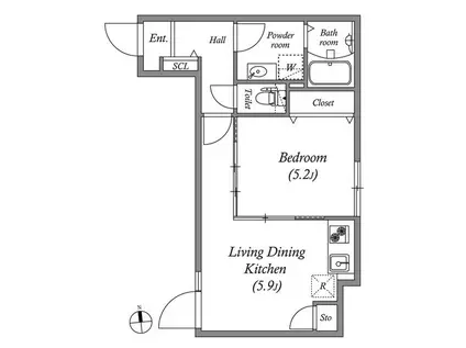 BRANCHE鷺ノ宮II(1DK/2階)の間取り写真