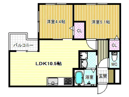 ECP土師ノ里(2LDK/1階)の間取り写真