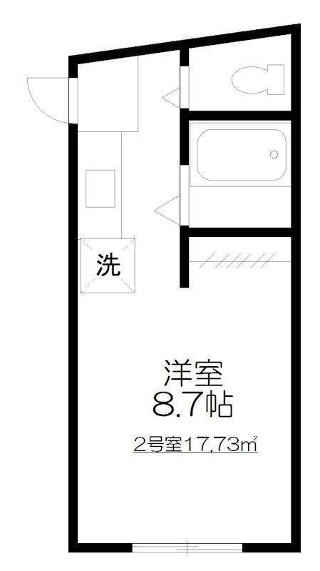 長屋アパートメントHACHI(ワンルーム/2階)の間取り写真