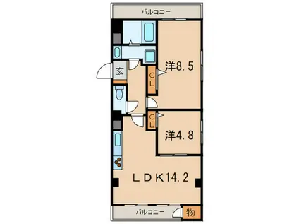 ENZOKURIYAMA(2LDK/3階)の間取り写真