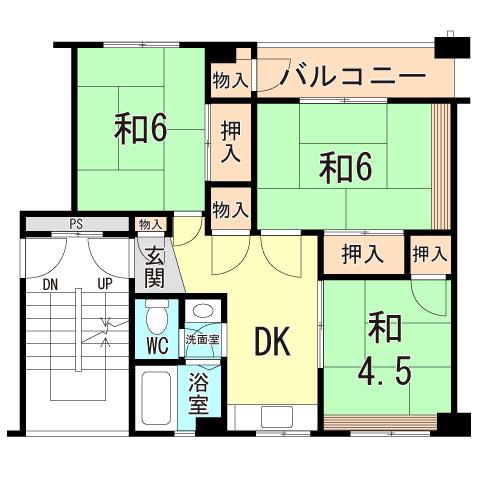 東垂水南(3DK/4階)の間取り写真