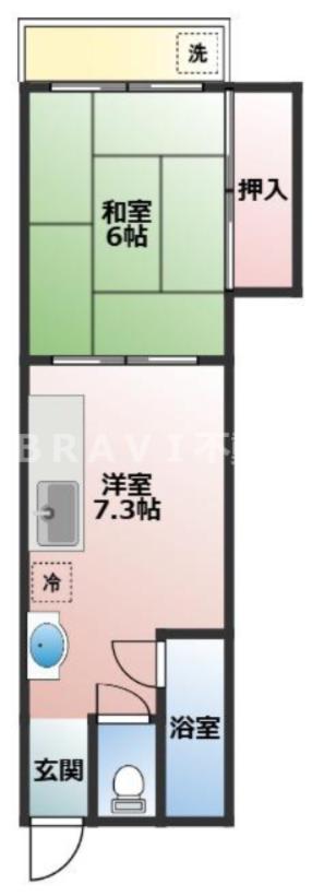 パークハイツ(1DK/3階)の間取り写真