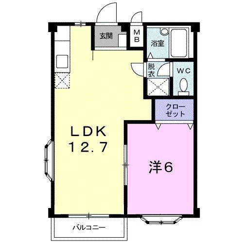 エルディムティンクル(1LDK/2階)の間取り写真