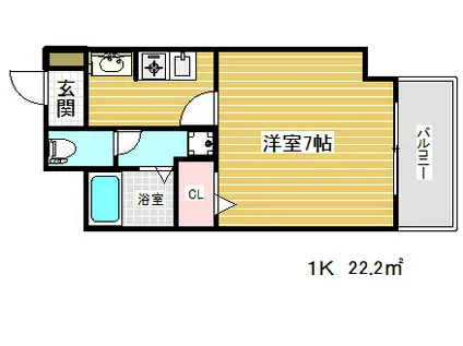 プレサンス神戸みなと元町(1K/2階)の間取り写真