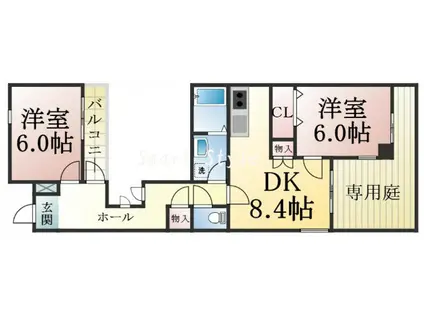 グランドメゾン須磨(2DK/1階)の間取り写真