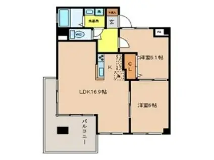 カルム竹林(2LDK/4階)の間取り写真