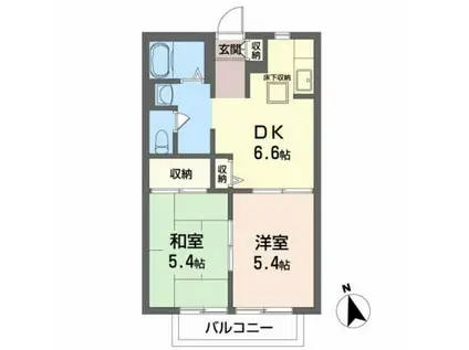 ディアス・TWO(2DK/1階)の間取り写真