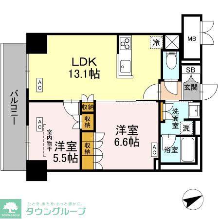 サンジョイアゼロ(2LDK/2階)の間取り写真
