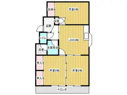 グリーンキャッスル(3LDK/2階)の間取り写真