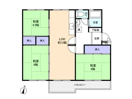 習志野台団地12街区10号棟(3LDK/5階)の間取り写真