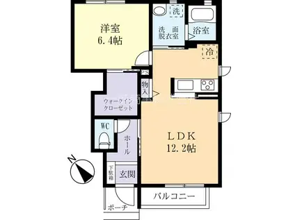 ソレーユ β(1LDK/1階)の間取り写真