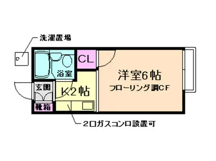 ウィンコーポ瀬川(1K/2階)の間取り写真