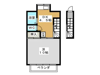 コーポアイランド(1DK/2階)の間取り写真