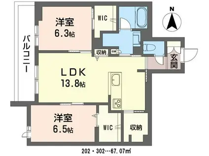 メゾン フォレスト 芝(2LDK/2階)の間取り写真