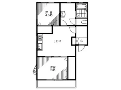 フォレスト国府II(2LDK/2階)の間取り写真