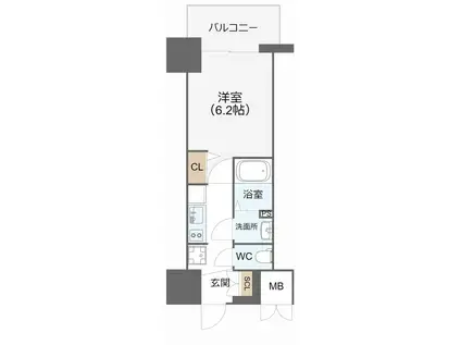 ARTIZA新大阪D.C(1K/9階)の間取り写真