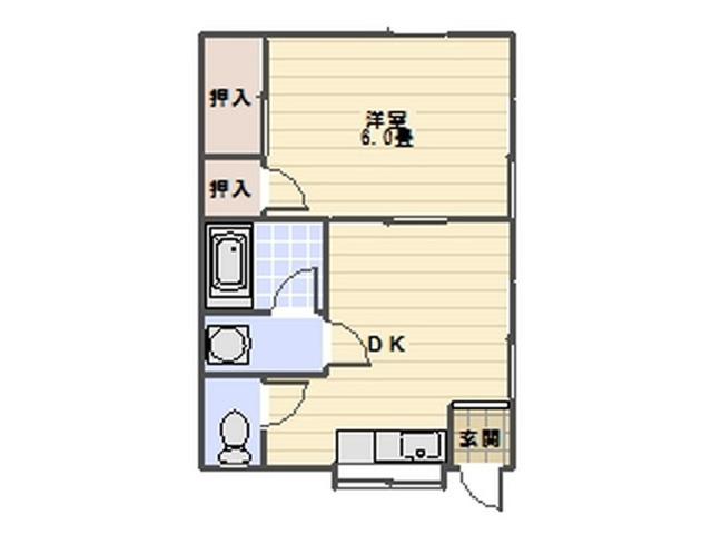 ひばり荘(1DK/2階)の間取り写真
