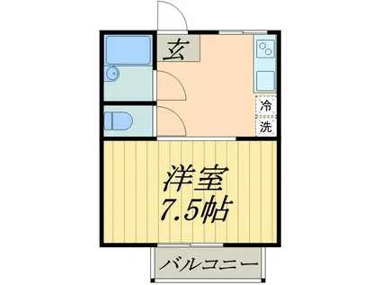 シティハイム八芳(1K/1階)の間取り写真