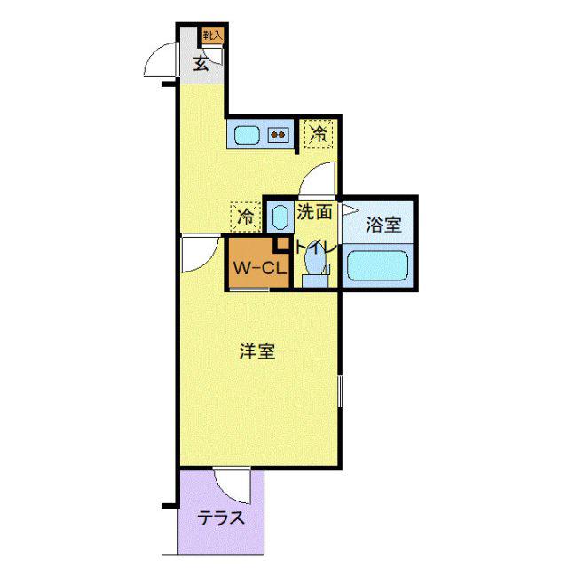 ラフィーナー松戸(1K/1階)の間取り写真