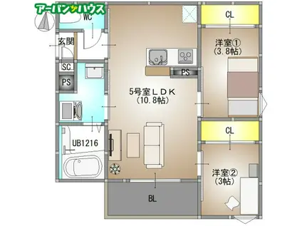 REGALEST 庭瀬II(2LDK/1階)の間取り写真