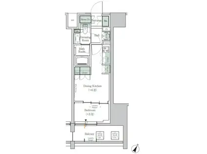 ONE ROOF RESIDENCE TAMACHIワンルーフレジデ(1DK/8階)の間取り写真