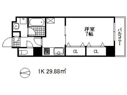 タカマツ神戸駅南通(1K/9階)の間取り写真