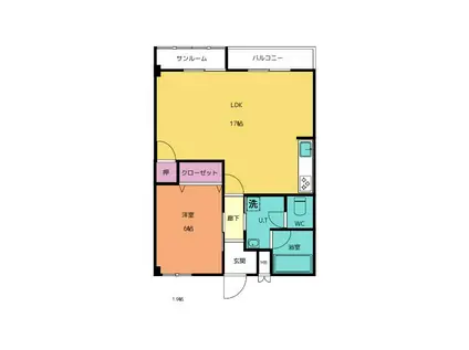ヌーベルメゾン(1LDK/3階)の間取り写真