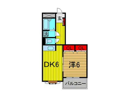 イースト秀和(1DK/1階)の間取り写真