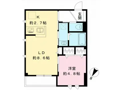 BLAN CUBE 戸越公園(1LDK/3階)の間取り写真