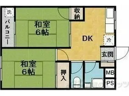 千里七尾マンション(2DK/5階)の間取り写真