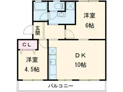 シルエ柏原(2DK/1階)の間取り写真